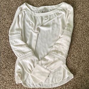 LOFT Cream Blouse with Sleeve Detailing